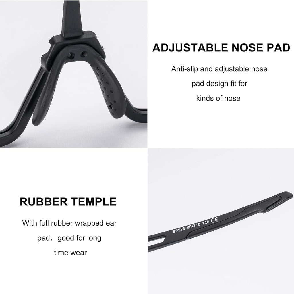 Aerodynamic Windproof Photochromic Cycling Sunglasses