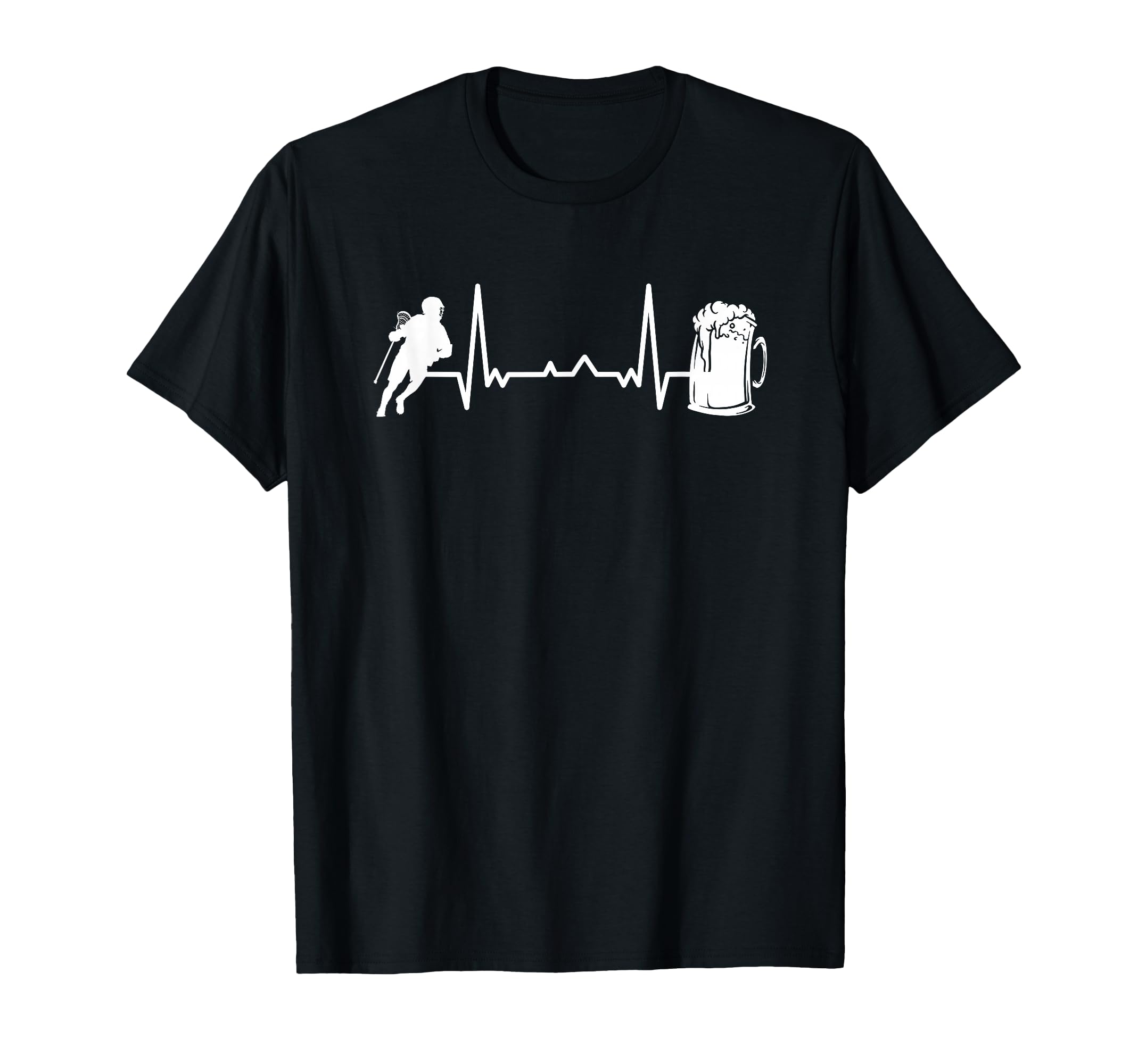 Lacrosse Goalie Heartbeat Ekg T-Shirt - Minimalist Print for Adults