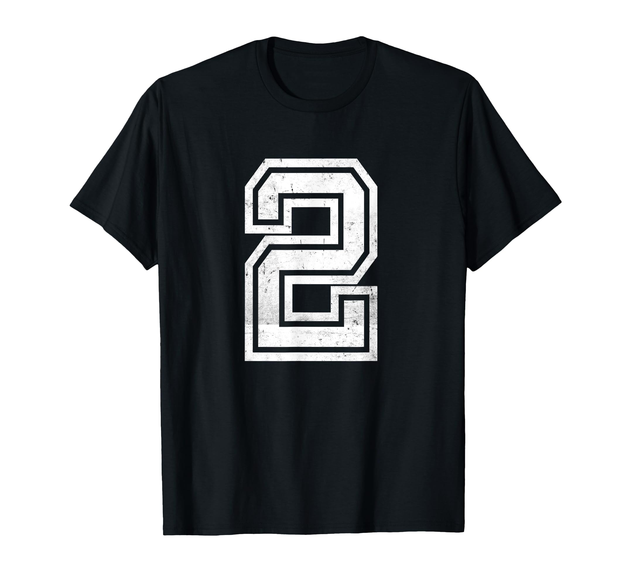 Distressed Number 2 Sport White T-Shirt - Unique Graphic for Adults