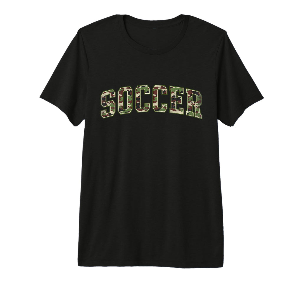 Camo Soccer Camourflage Varsity Text T-Shirt - Custom Art Print Unisex