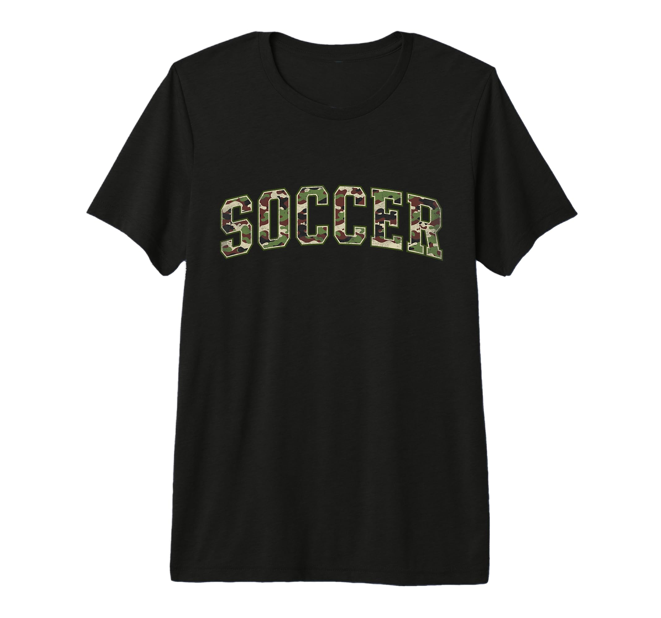 Camo Soccer Camourflage Varsity Text T-Shirt - Custom Art Print Unisex