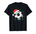 Soccer Santa Ball Lights Holiday T-Shirt - Casual Everyday Wear Men Women