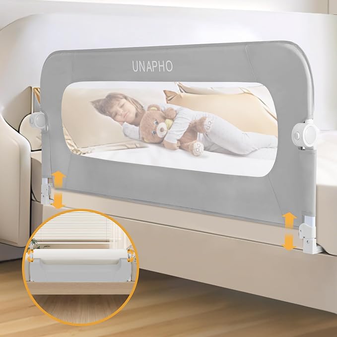 Bed Rail for Toddlers,Swing Down Kids Bed Rails Guard for Twin,Full,Queen,Bunk Size Bed,Extra Tall Childbed Rail Guard with Reinforced Anchor Safety System(Grey,40 Inch,1 Side)