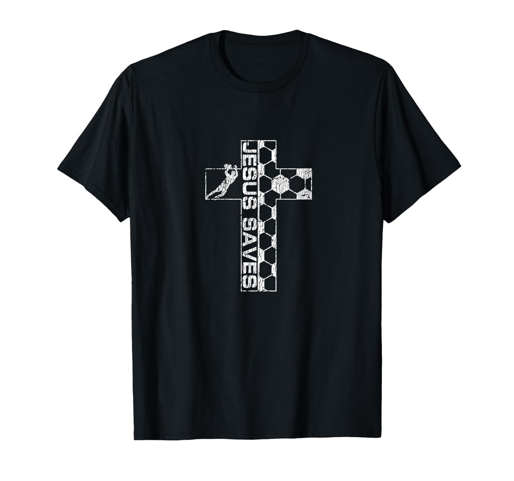 Jesus Jesus Saves Soccer Goalie T-Shirt - Fun Novelty Design Unisex