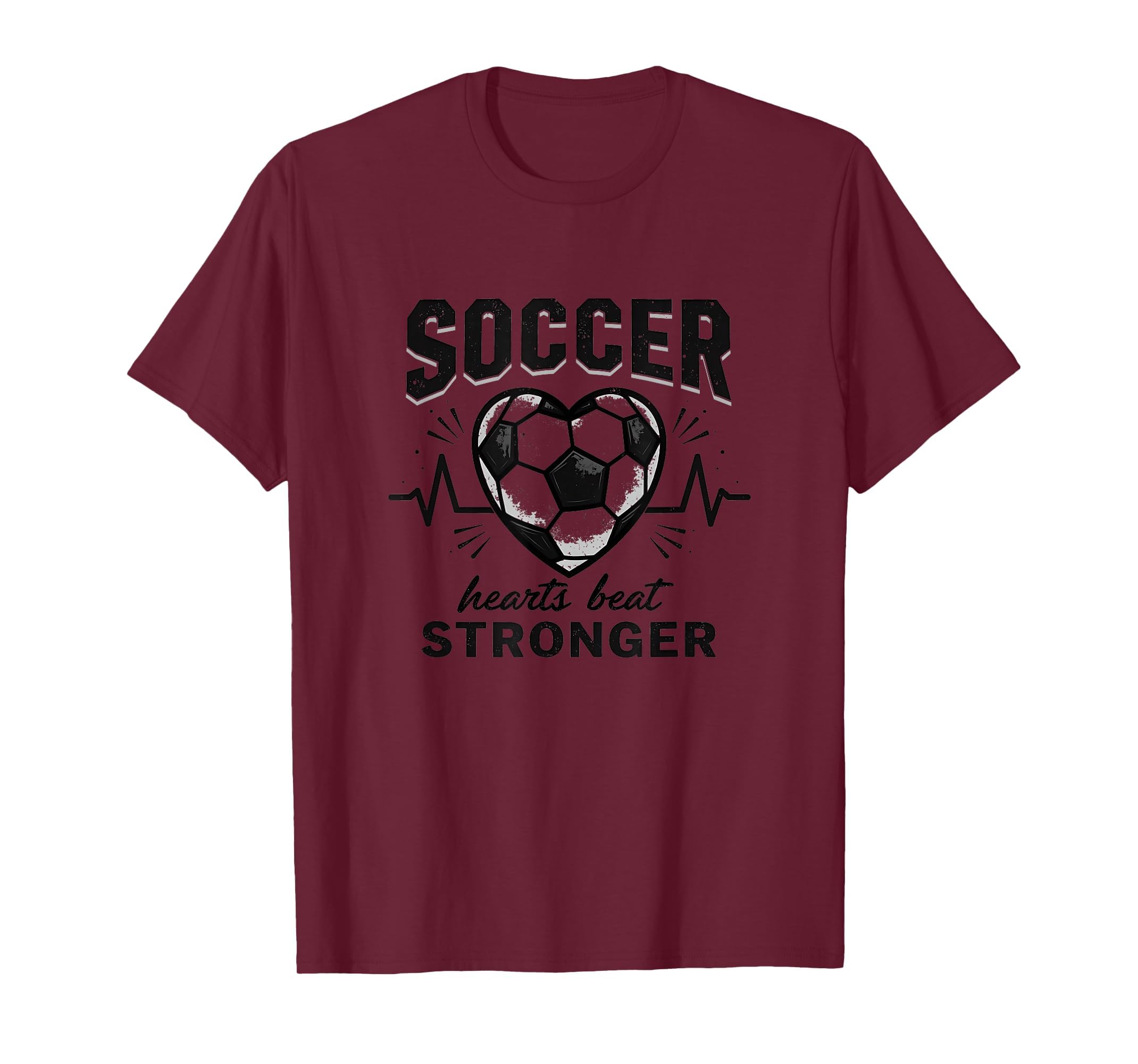 Soccer Hearts Beat Stronger Football T-Shirt - Aesthetic Graphic Unisex