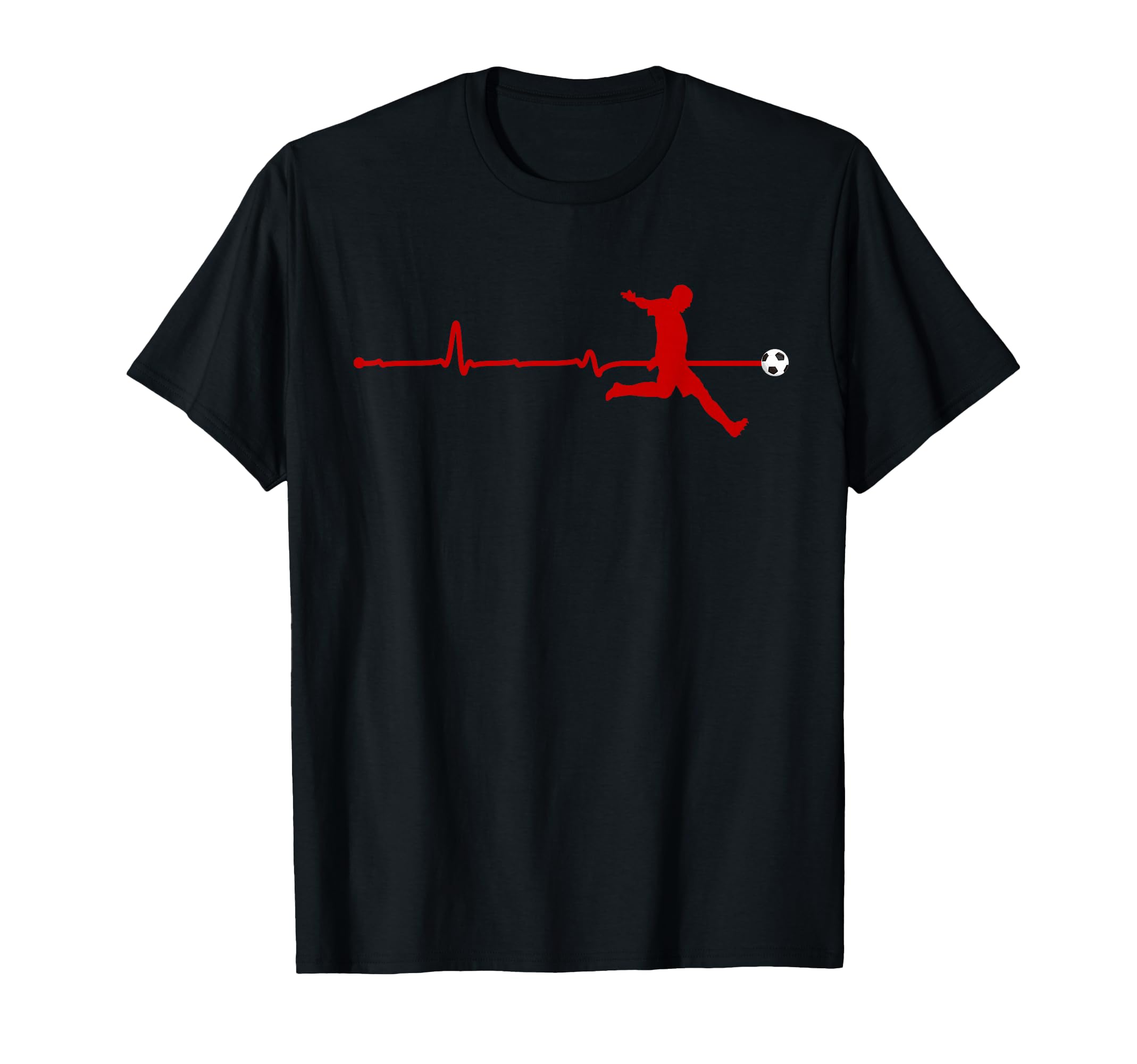 Soccer Heartbeat Pulse Line Silhouette T-Shirt - Trendy Graphic Unisex