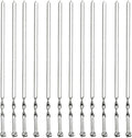 Antallcky 12 Pack Kebab Skewers BBQ Barbecue Skewers Stainless Steel Sticks 23.5 Inch Heavy Duty Large Wide Reusable with NonSlip Ring Handle Ideal for Shish kabob Chicken Shrimp angd Vegetables