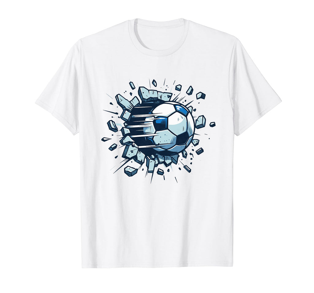 Soccer Ball Break Wall Soccer Sport T-Shirt - Unique Graphic Unisex