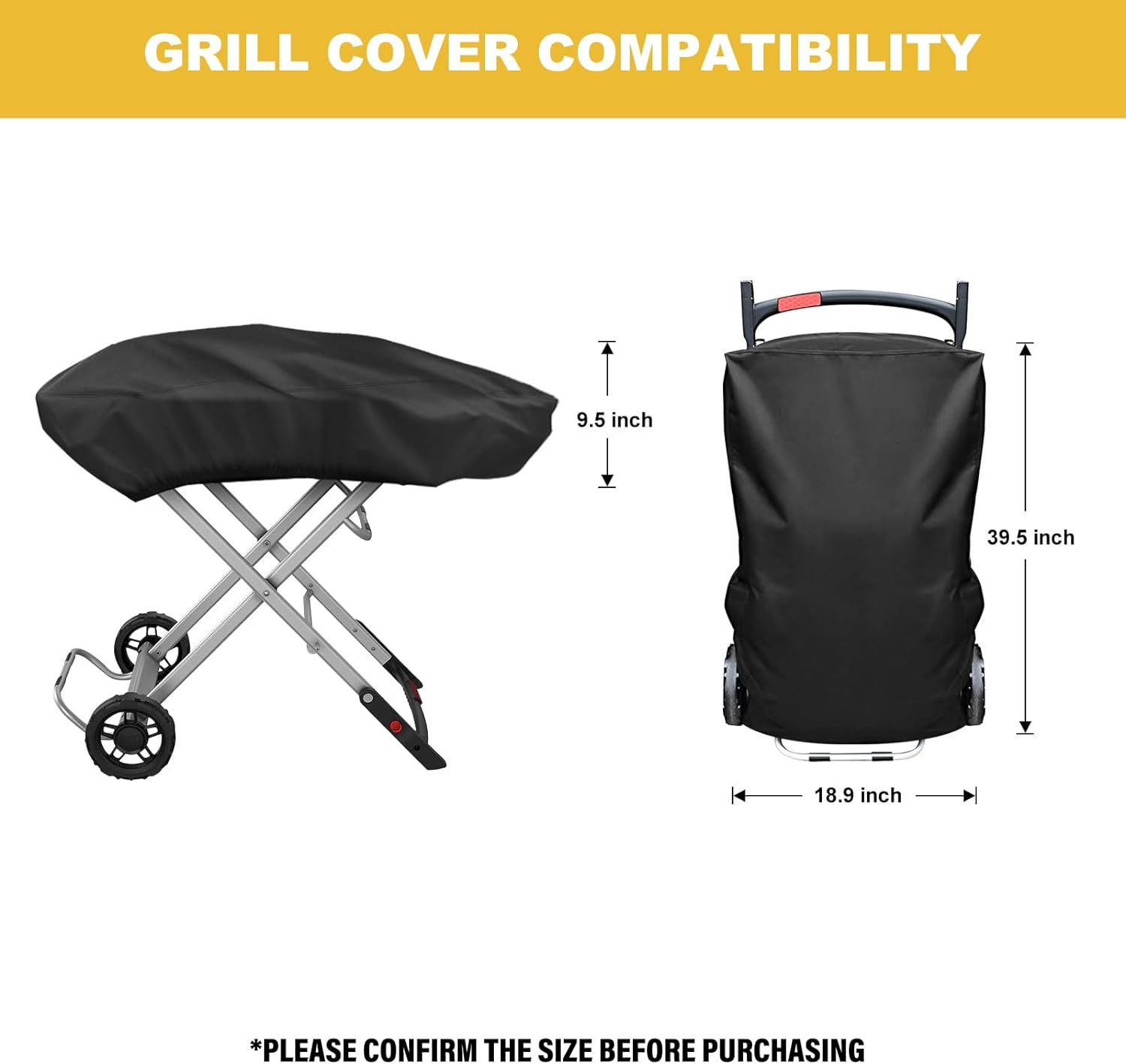 tonhui Grill Cover for Weber Traveler Portable Gas Grill 9010001, Outdoor Heavy Duty Waterproof Oxford Fabric Weather Resistant
