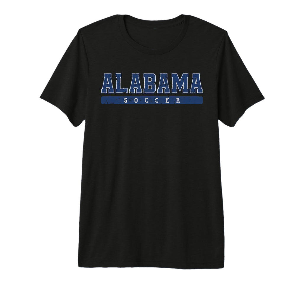 Alabama Soccer Blue Text Tri Blend T-Shirt - Streetwear Style Unisex