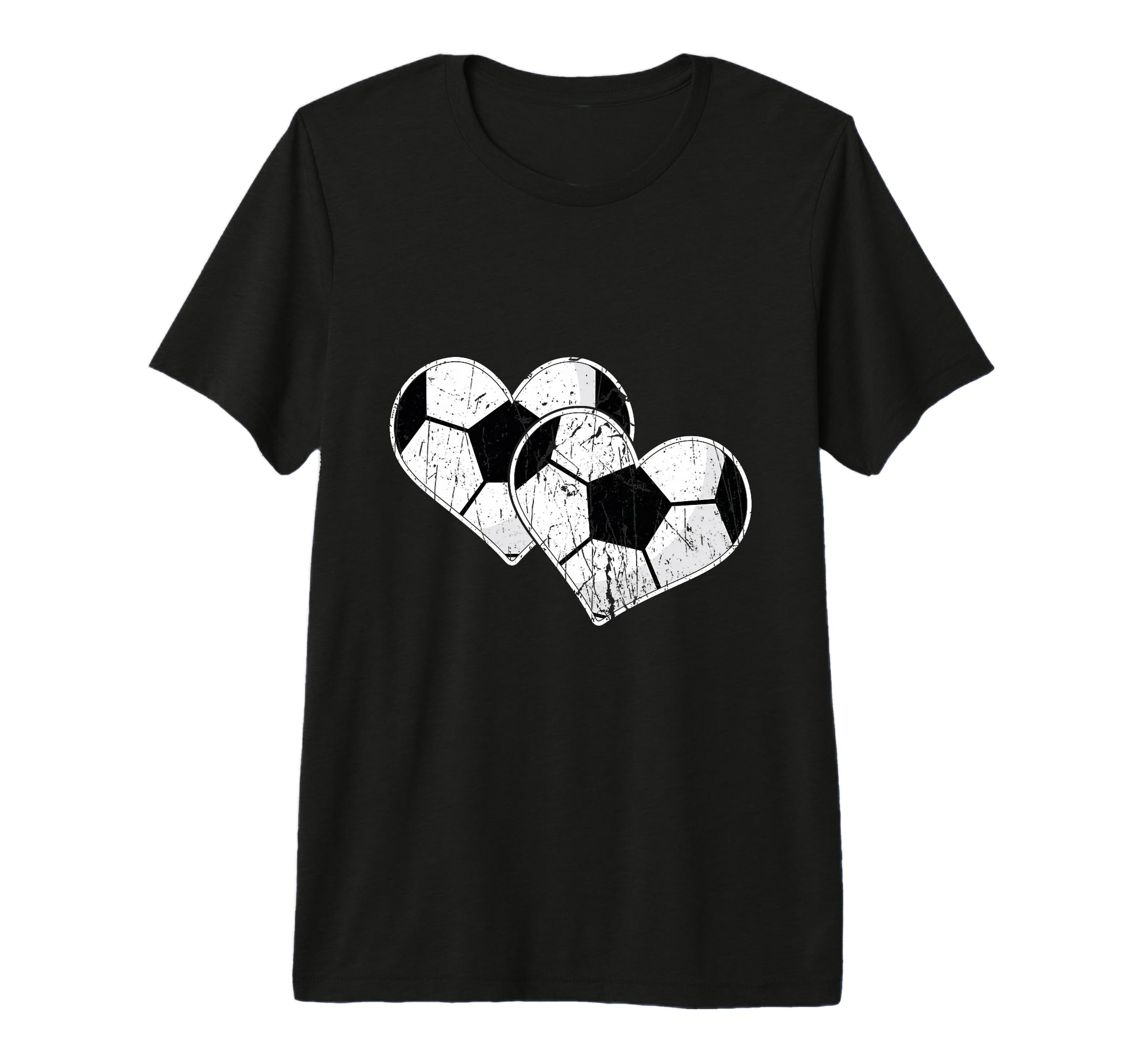 Double Heart Soccer Football Fan Tri T-Shirt - Unique Graphic Men Women