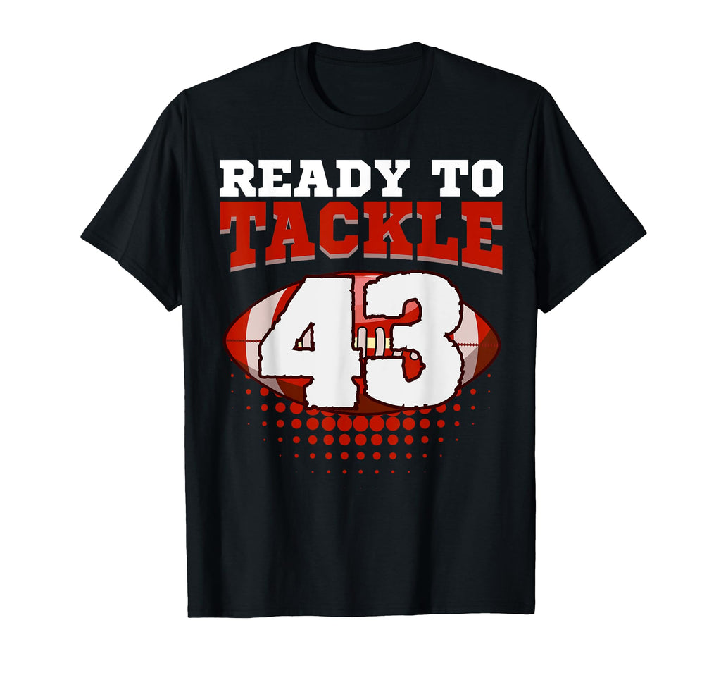 Football 43Rd Birthday Player Tackle T-Shirt - Minimalist Print Unisex