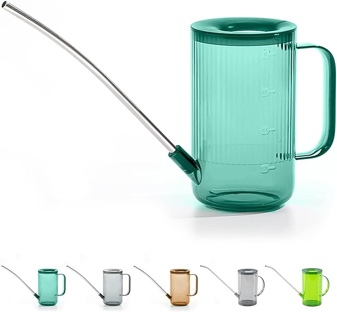 Long Spout Watering Can Indoor, Small Watering Cans for House Plants, Flowers, Succulents 33.8oz(Green)
