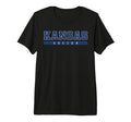 Kansas Soccer Blue Text Tri Blend T-Shirt - Streetwear Style for Adults