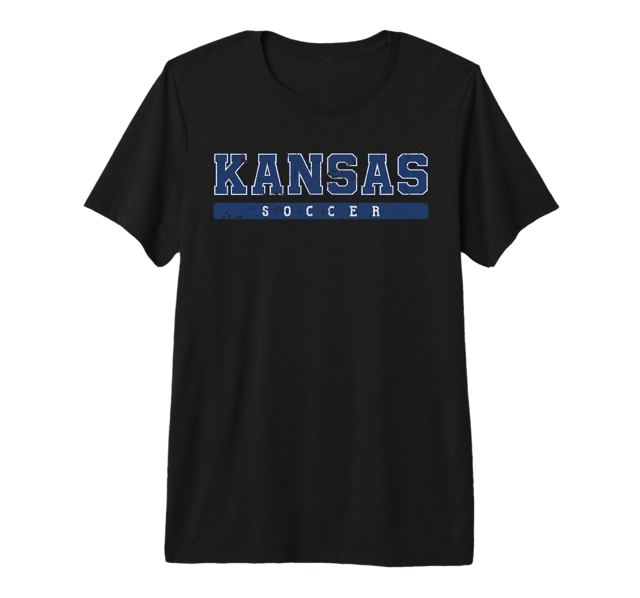 Kansas Soccer Blue Text Tri Blend T-Shirt - Streetwear Style for Adults