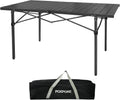 Large Folding Camping Table Aluminum for 5-7 People 55"X27.5" Roll Up Tall Outdoor Portable Table Lightweight with Carry Bag for Picnic BBQ Backyard Beach Black
