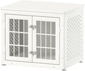 26" Heavy Duty Dog Crate Furniture for Small Dogs, Metal Kennel for High Anxiety Dogs, Chew Proof Pet Cage Indoor, Decorative Dog Kennel End Table, White
