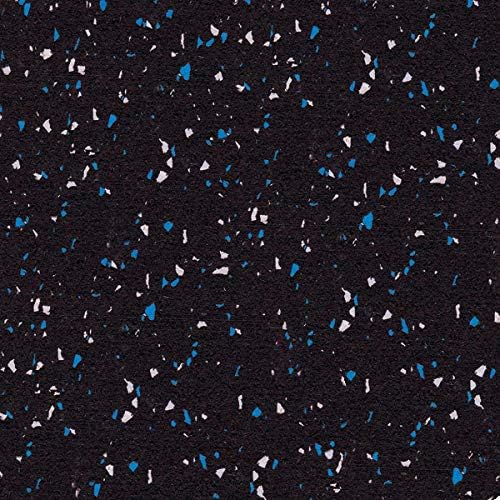 American Floor Mats 1/4in (7mm) Thick 10% Blue/Grey 4' x 25' Heavy Duty Rubber Rolls, Protective Exercise Mats, Home Gym Rubber Flooring
