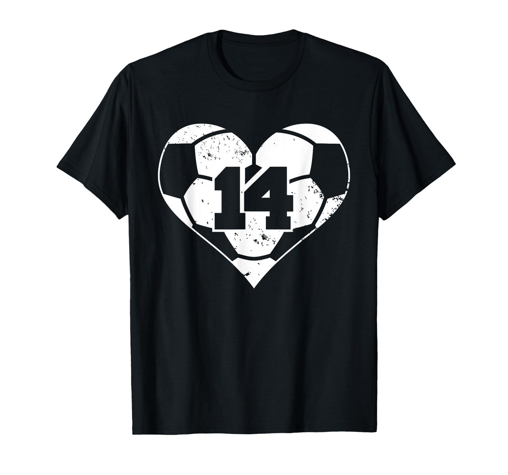 Soccer Number 14 Jersey Funny Soccer Heart T-Shirt - Graphic Print Unisex