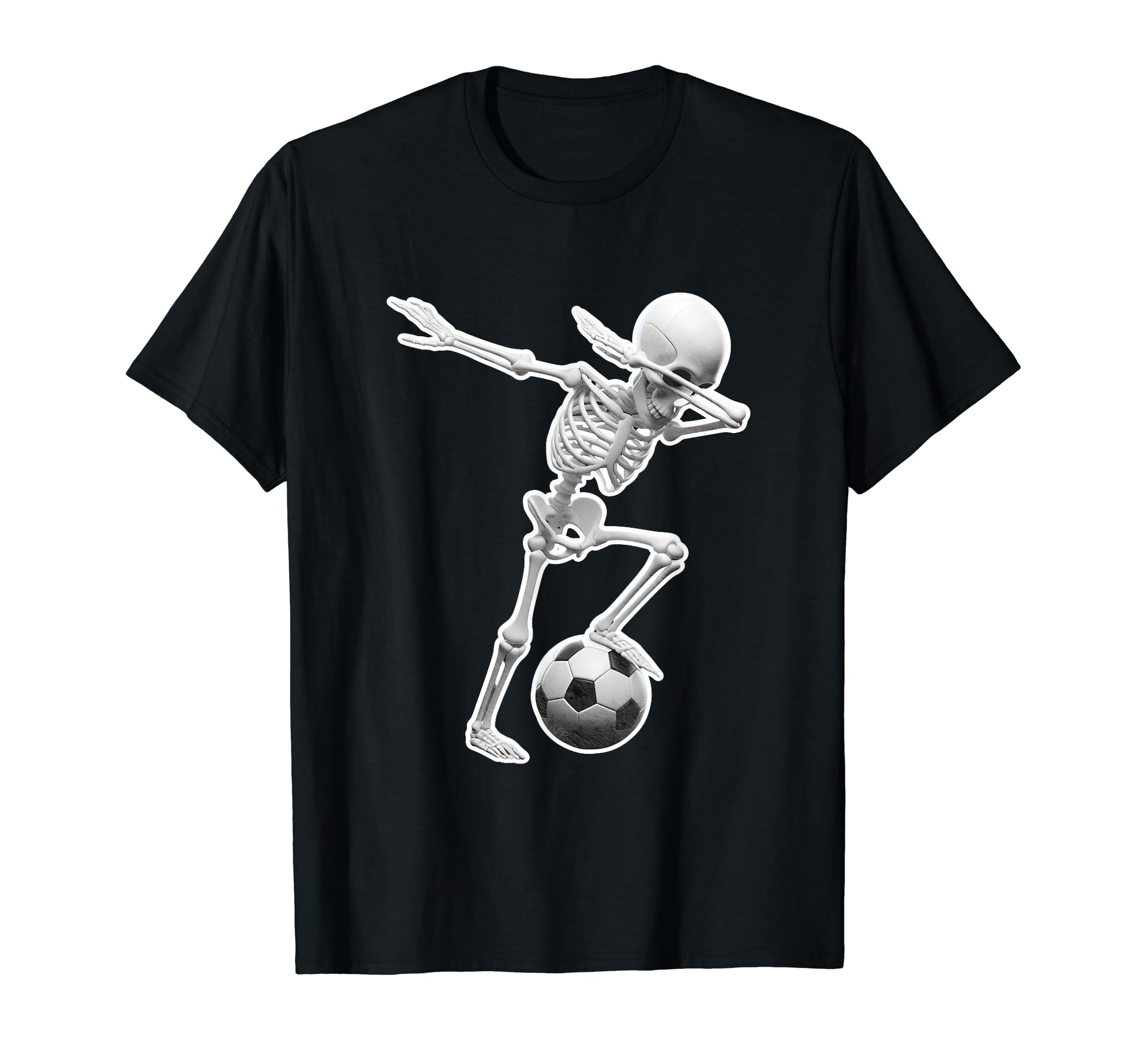 Dabbing Skeleton Soccer Spooky Season T-Shirt - Graphic Print Men Women