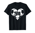 Soccer Heart Number 54 Jersey Sports Fan T-Shirt - Unique Graphic Unisex