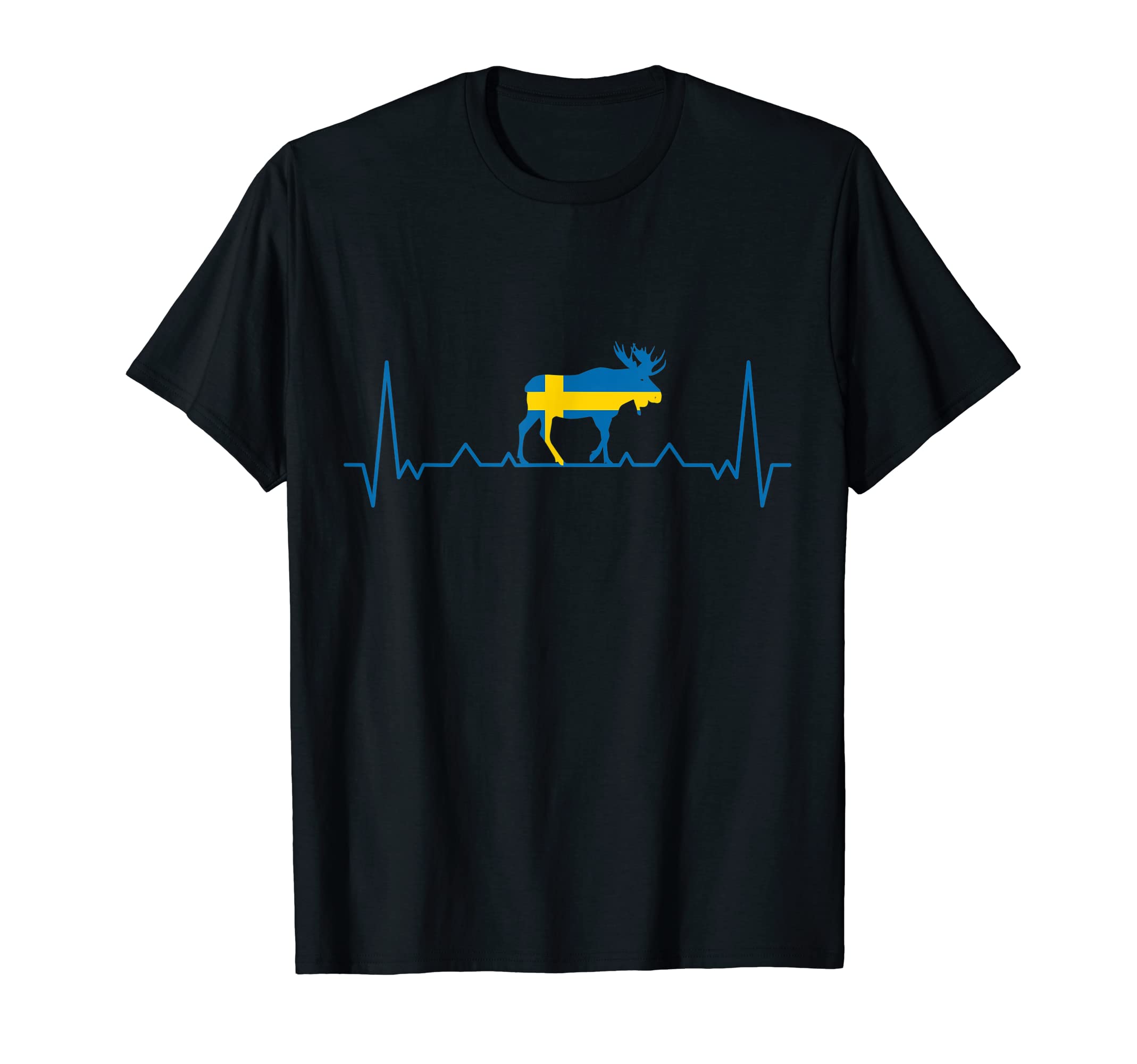 Sweden Moose Heartbeat Travel Sweden T-Shirt - Graphic Print Men Women