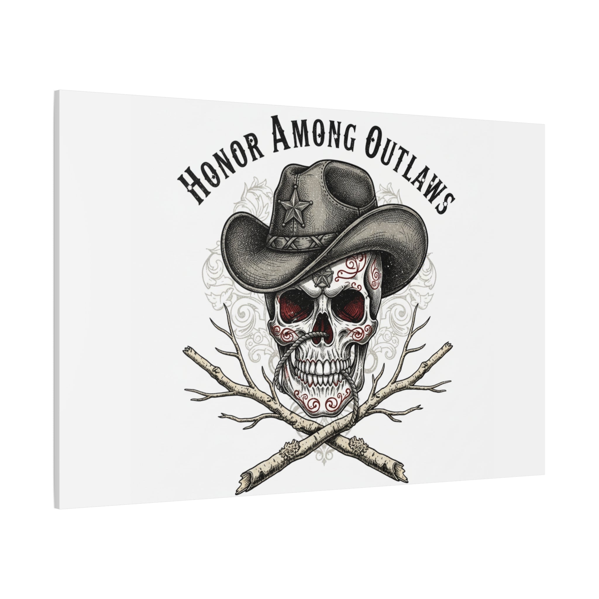 Honor Among Outlaws Canvas | Western Skull Art, Gothic Americana Desert Noir