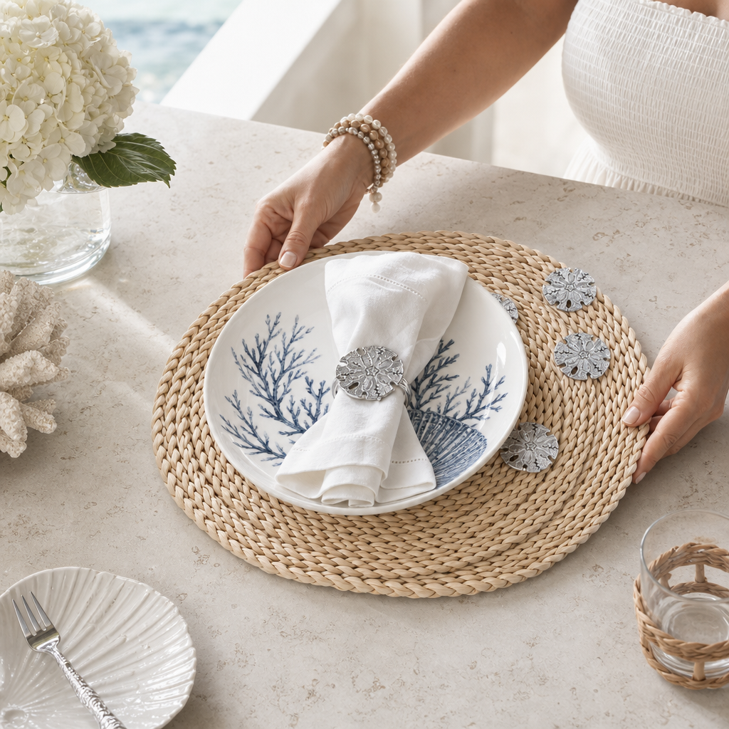Sand Dollar Twisted Seagrass Placemats - set of 4