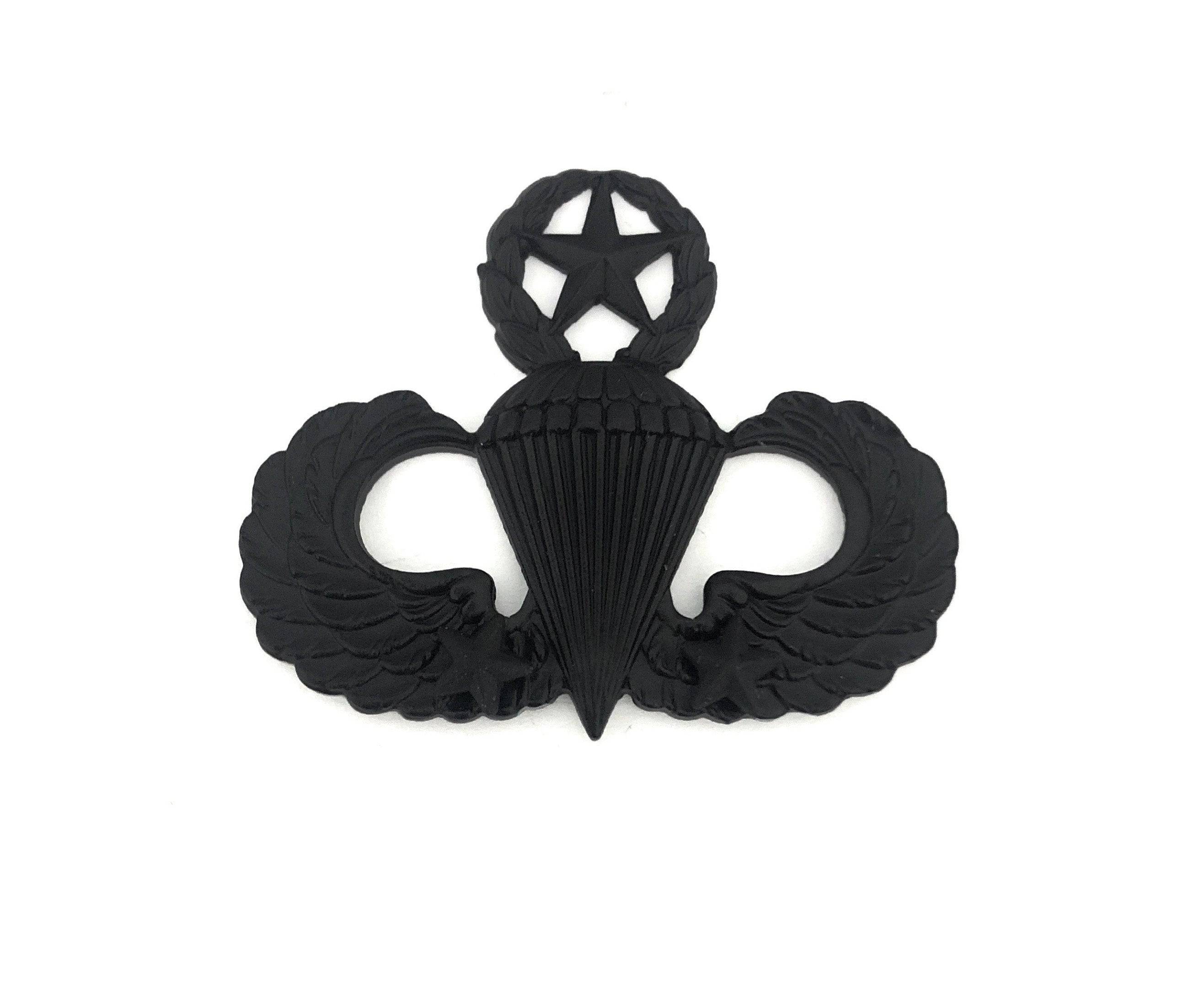 U.S. Army Combat Parachutists (Jump Wings) 2 Jumps Master STA-BRITE® BLACK Metal Pin-on Badge