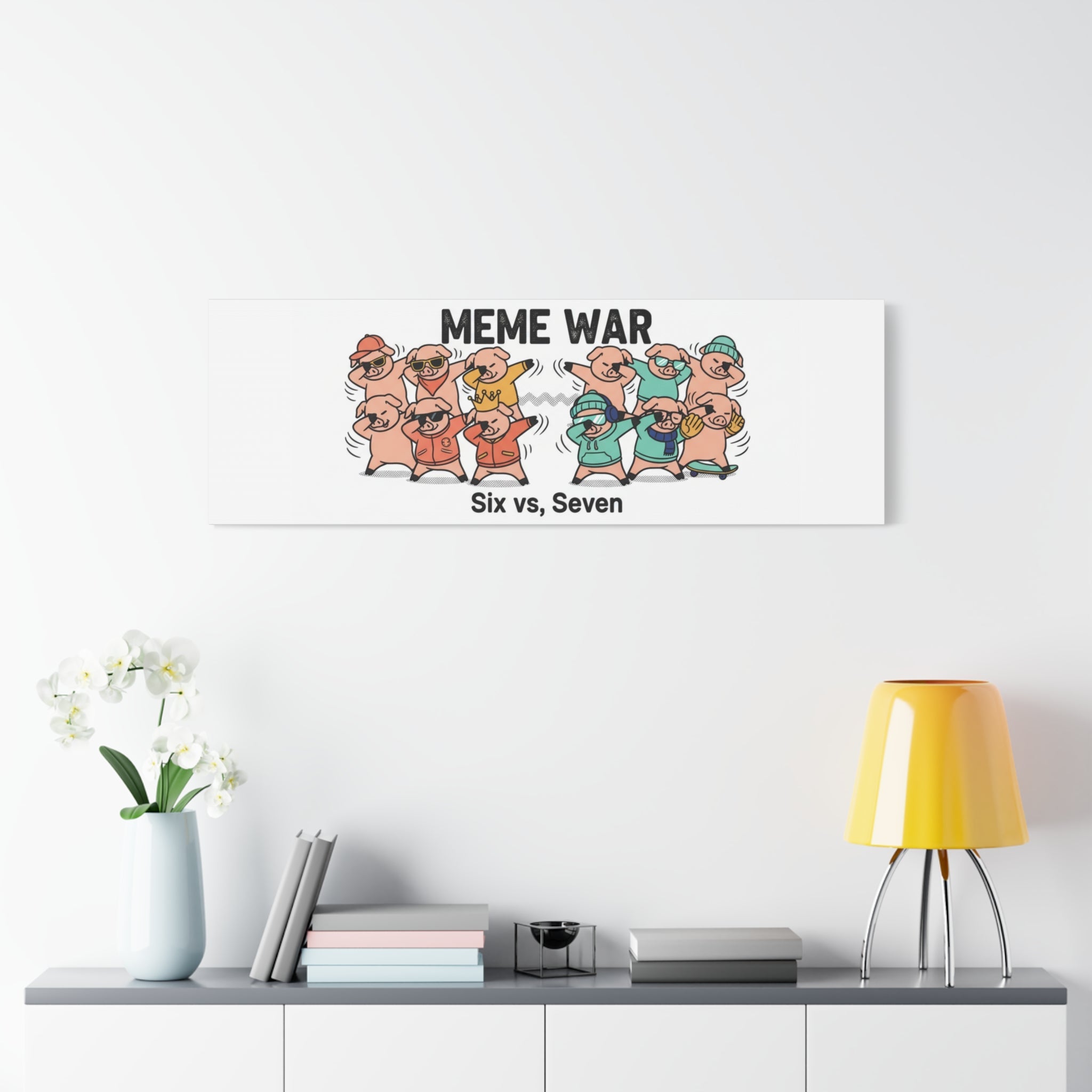 Meme War: Six vs. Seven Canvas Wall Art