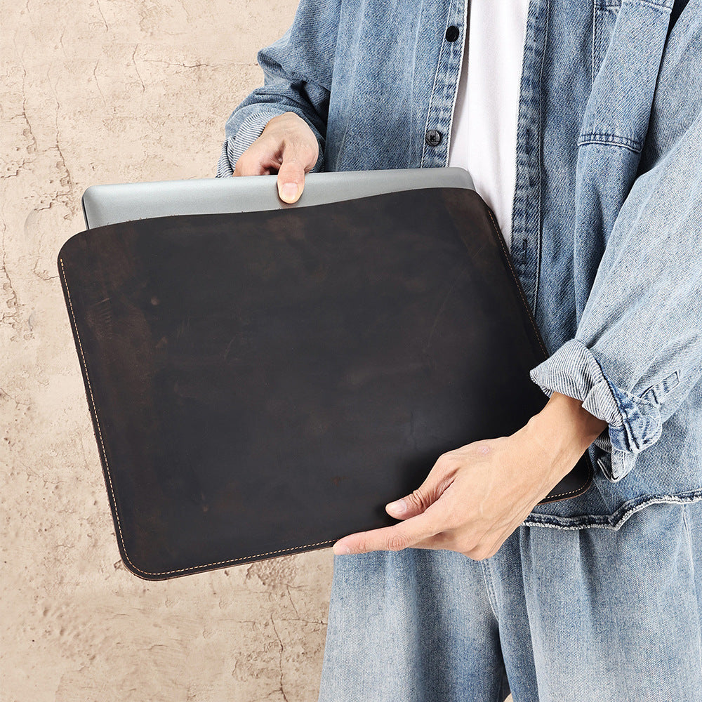 Computer Multi-functional Crazy Horse Leather Horizontal Liner Bag