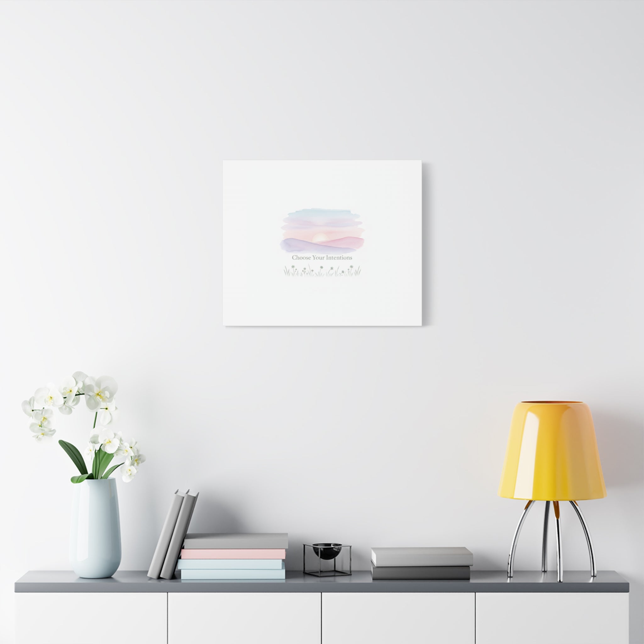 Choose Your Intentions Canvas, soft wellness poster, pastel gradient mindfulness art