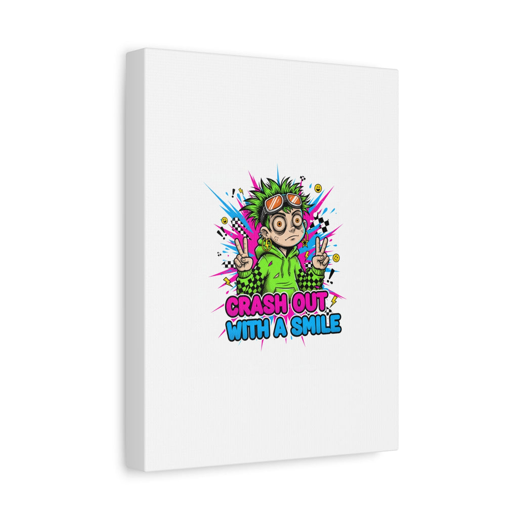 Crash Out With a Smile Canvas Print | Neon Skate Graffiti, Meme Meltdown Art