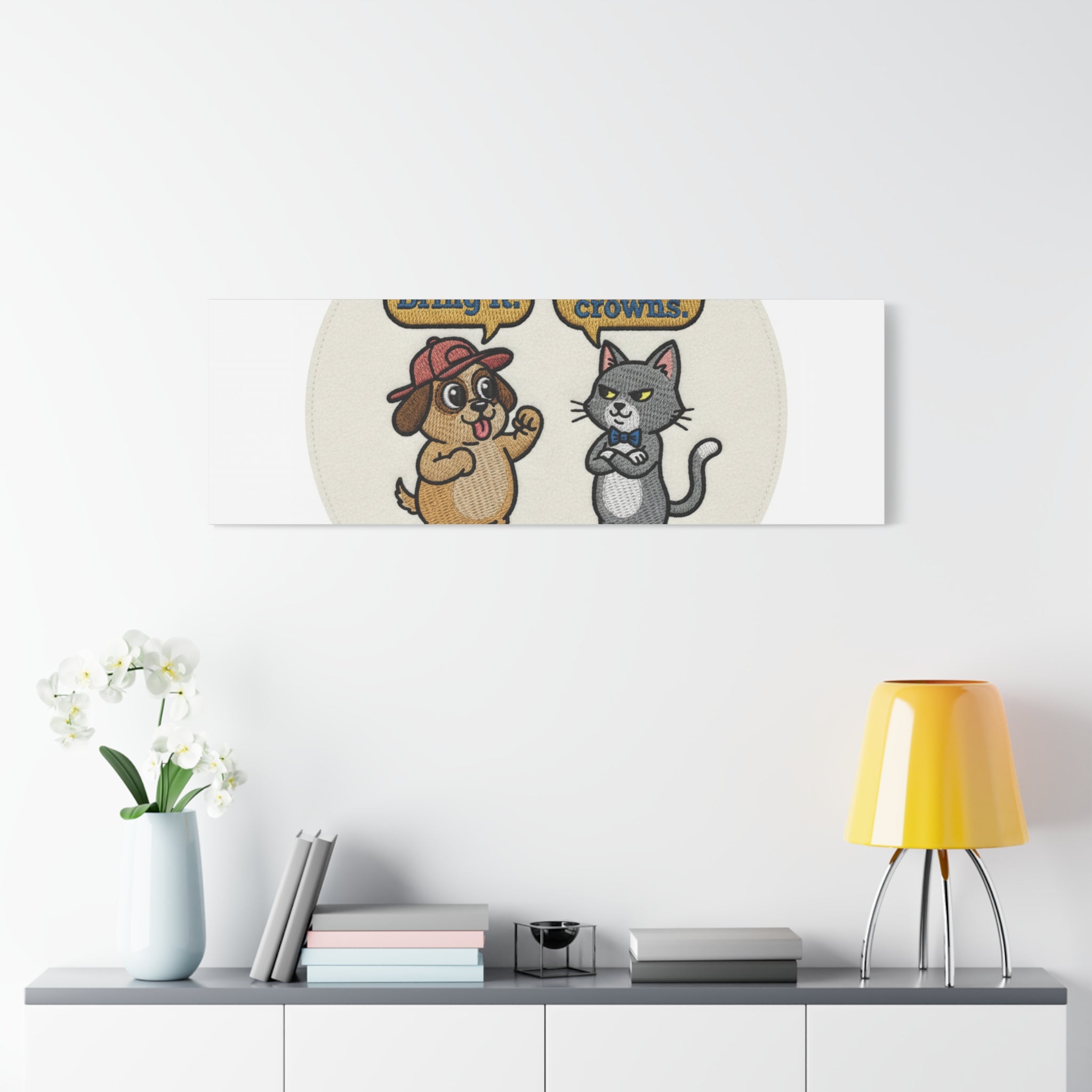 Funny Cat vs Dog Canvas | Pet Rivalry Wall Art