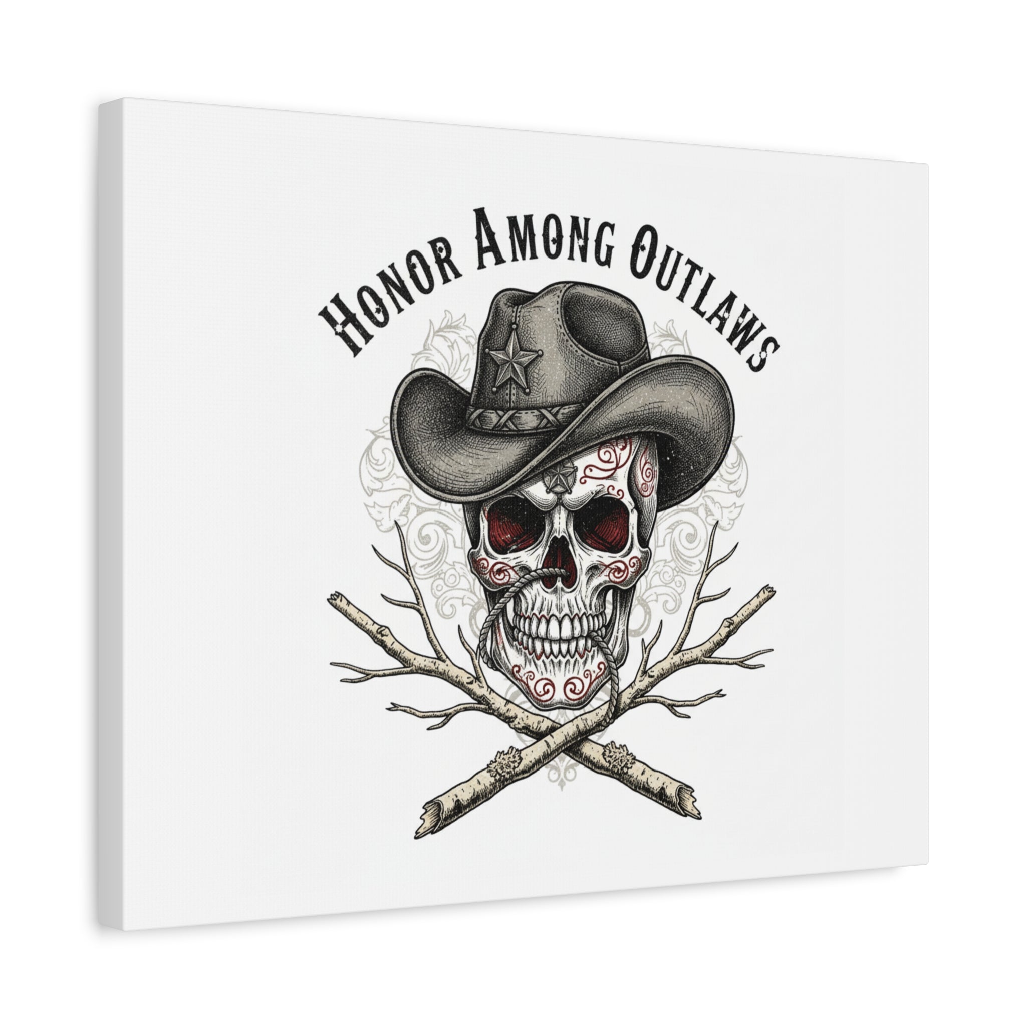 Honor Among Outlaws Canvas | Western Skull Art, Gothic Americana Desert Noir