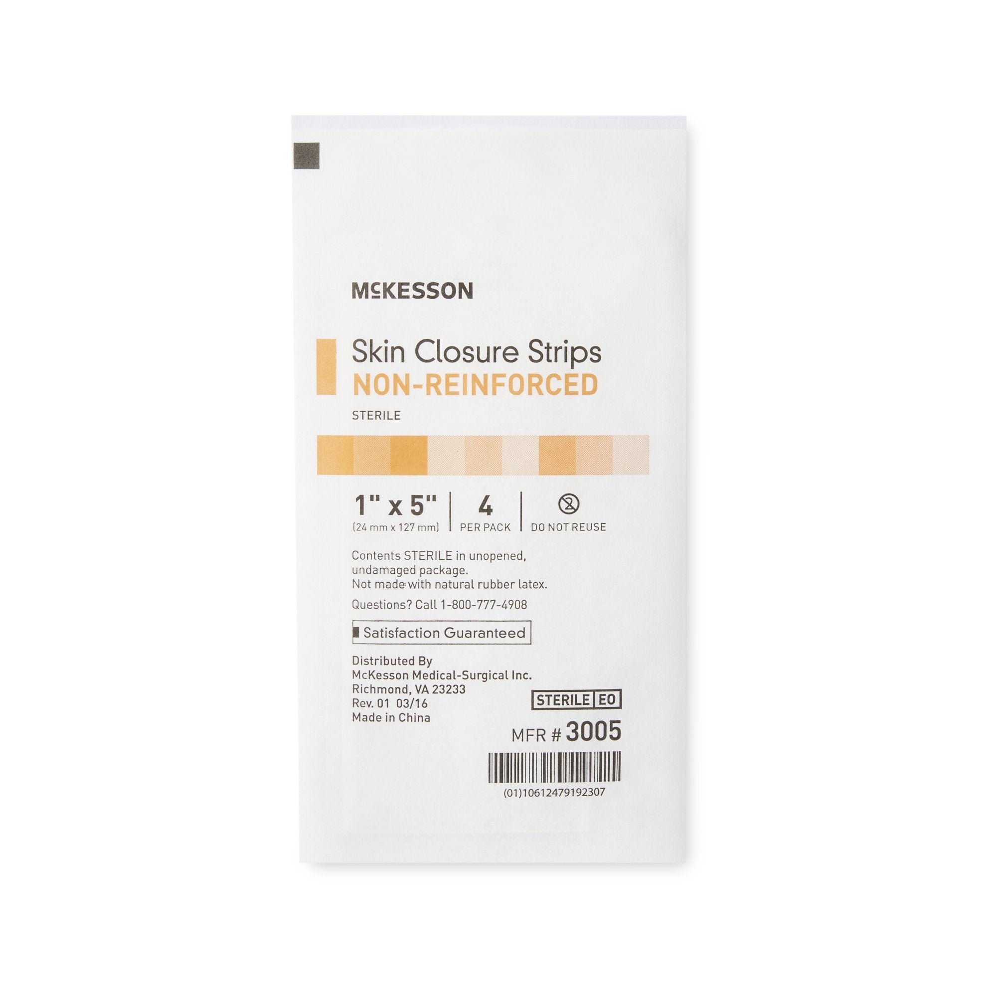 McKesson Non-Reinforced Skin Closure Strip, 1 x 5 Inch 3005