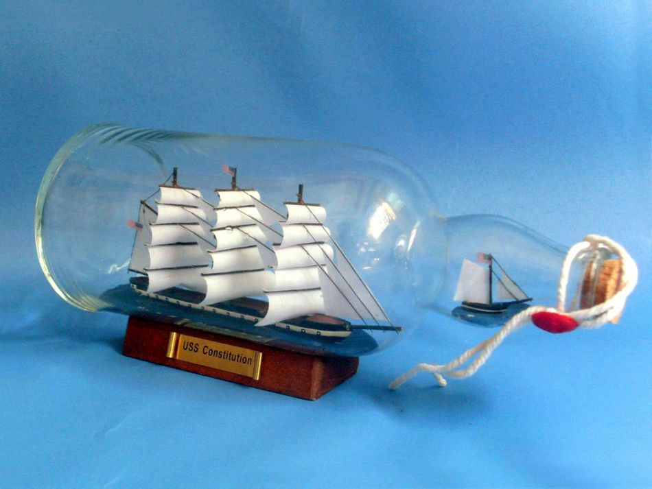 USS Constitution Model Ship in a Glass Bottle 11""