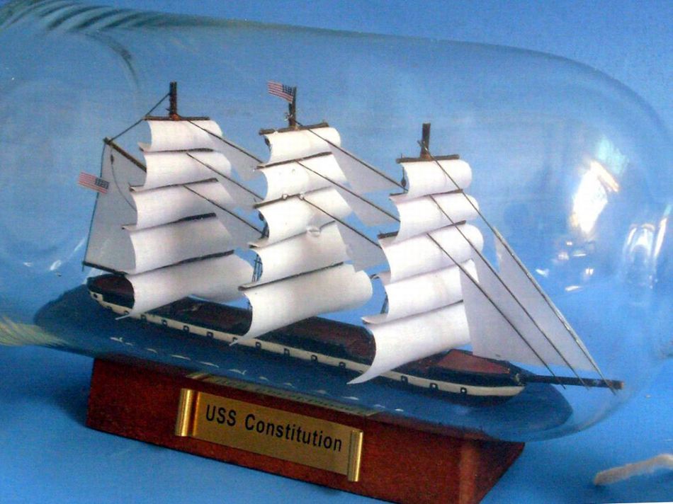 USS Constitution Model Ship in a Glass Bottle 11""