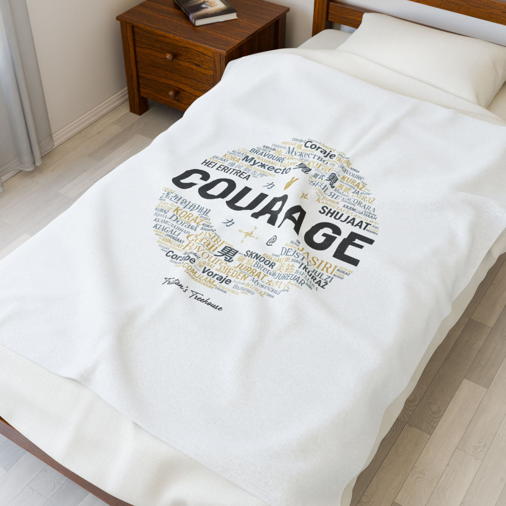 Courage word circle Velveteen Blanket | Fresh-Start minimal blank slate design
