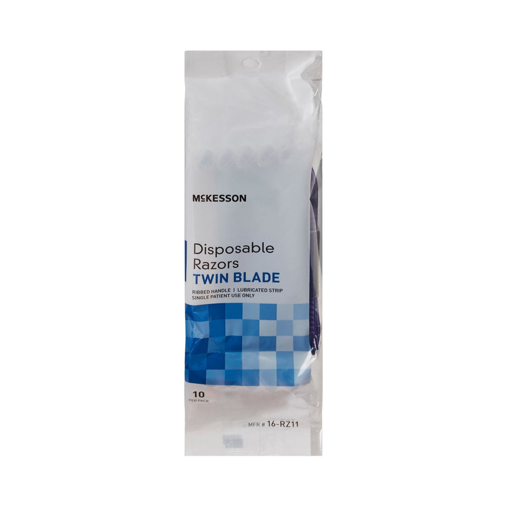 McKesson Disposable Razor, Twin Blade, Lubricated Strip, Blue 16-RZ11