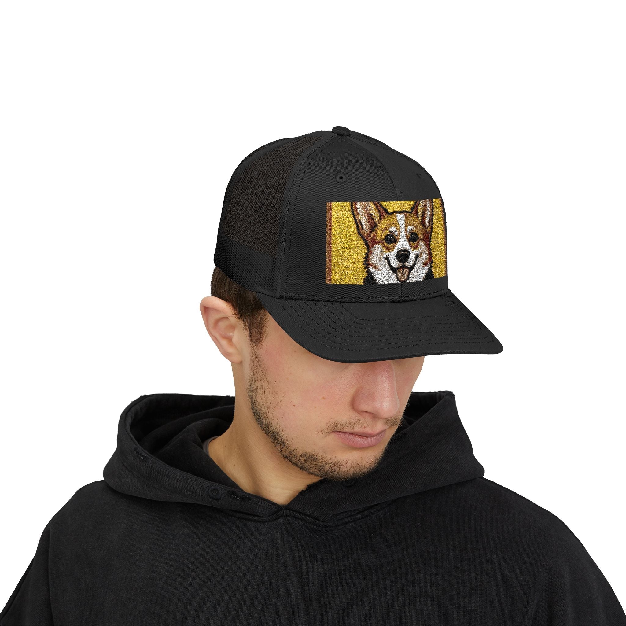 Happy Corgi Snapback Trucker Cap — "Happy Corgi Dog Happy Life"