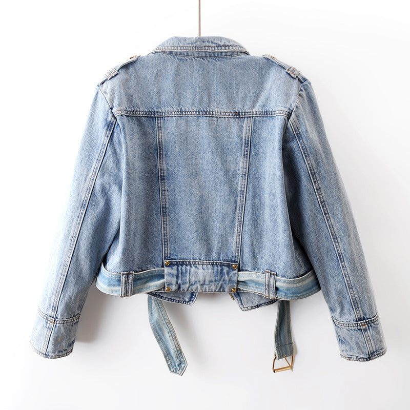 Women's Short Loose Top Motorcycle Jacket