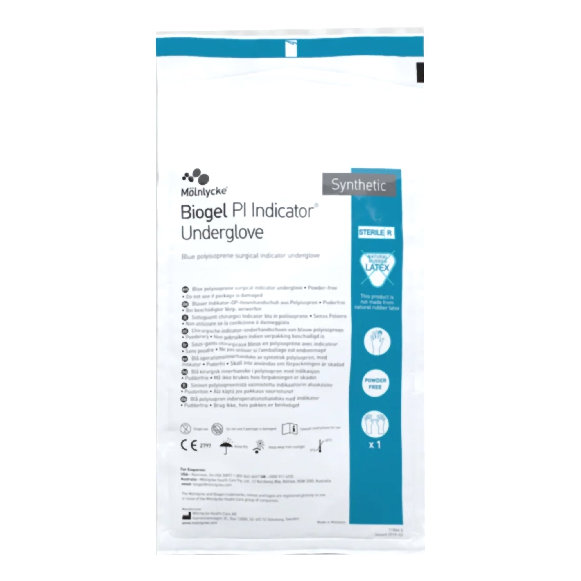 Biogel® PI Indicator Underglove™ Polyisoprene Surgical Underglove, Size 8, Blue 41680