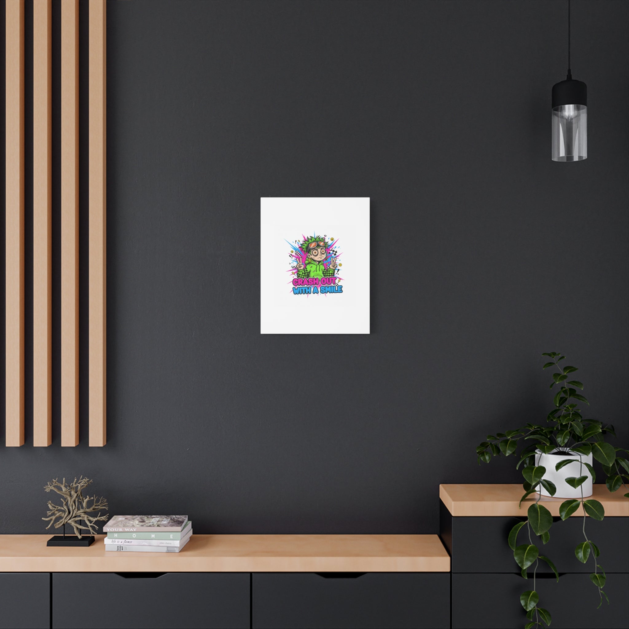 Crash Out With a Smile Canvas Print | Neon Skate Graffiti, Meme Meltdown Art