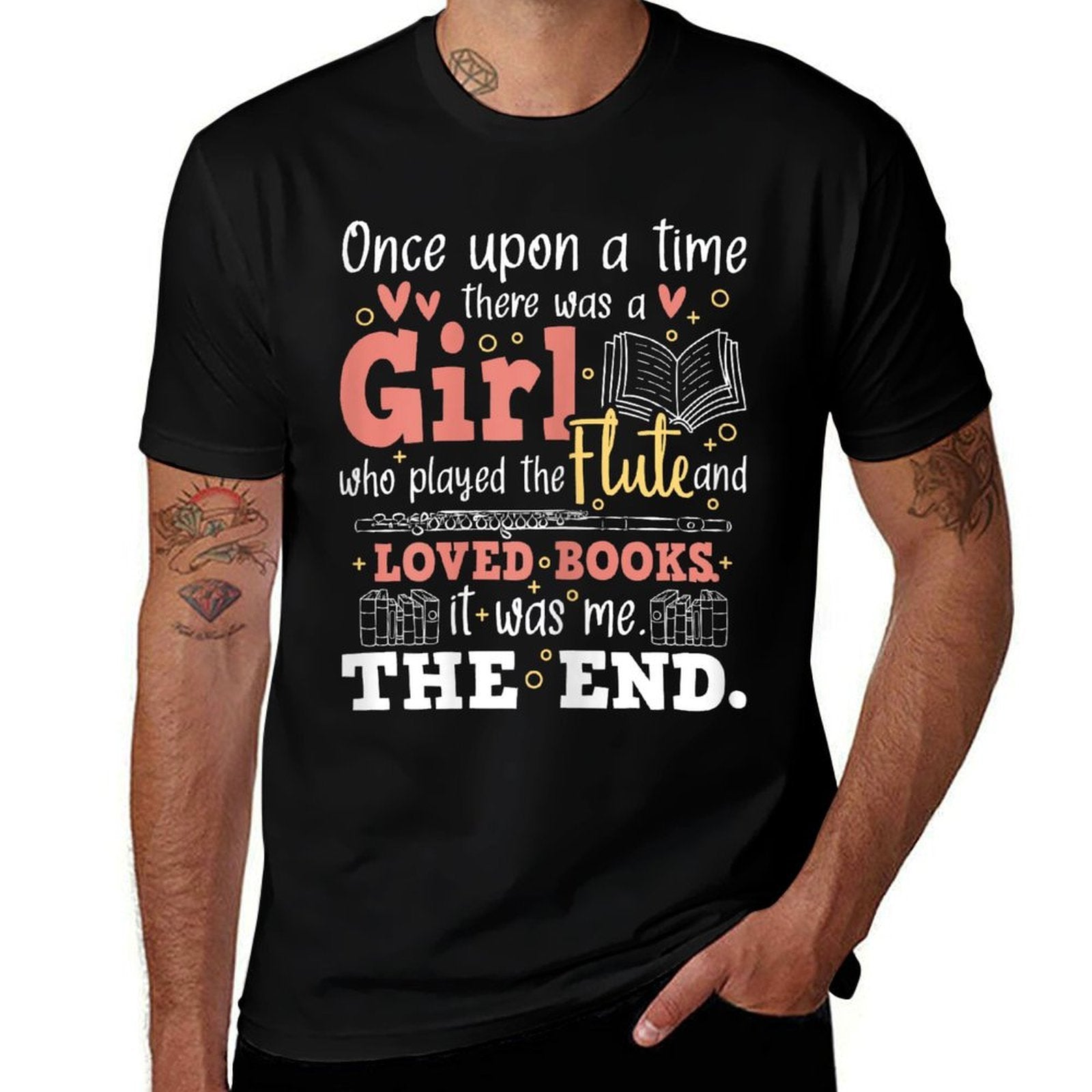 Flute Player Book Lover Flutist Marching Band Musician  Classic T-Shirt