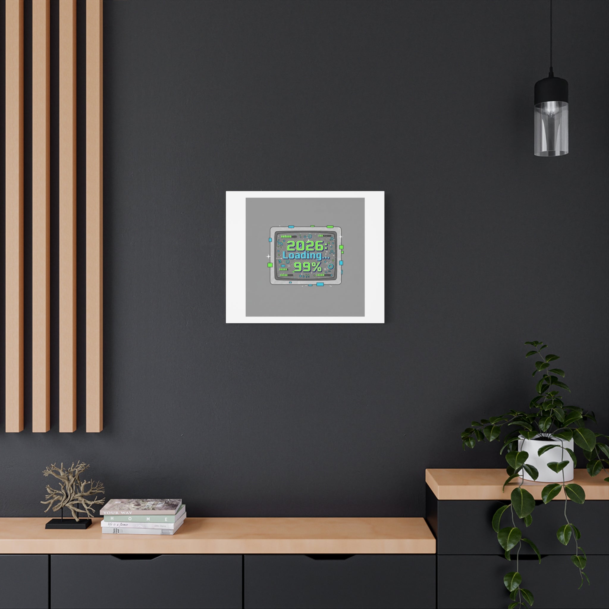 2026 Loading 99% Canvas | NYE countdown, retro system interface