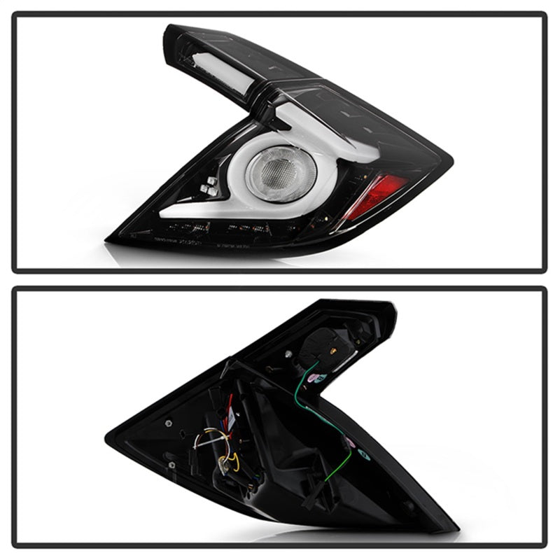 SPYDER 16-19 Honda Civic 5 Door Hatchback Light Bar LED Tail Lights - Black Chrome(ALT-YD-HC16HB-BC) 5088819