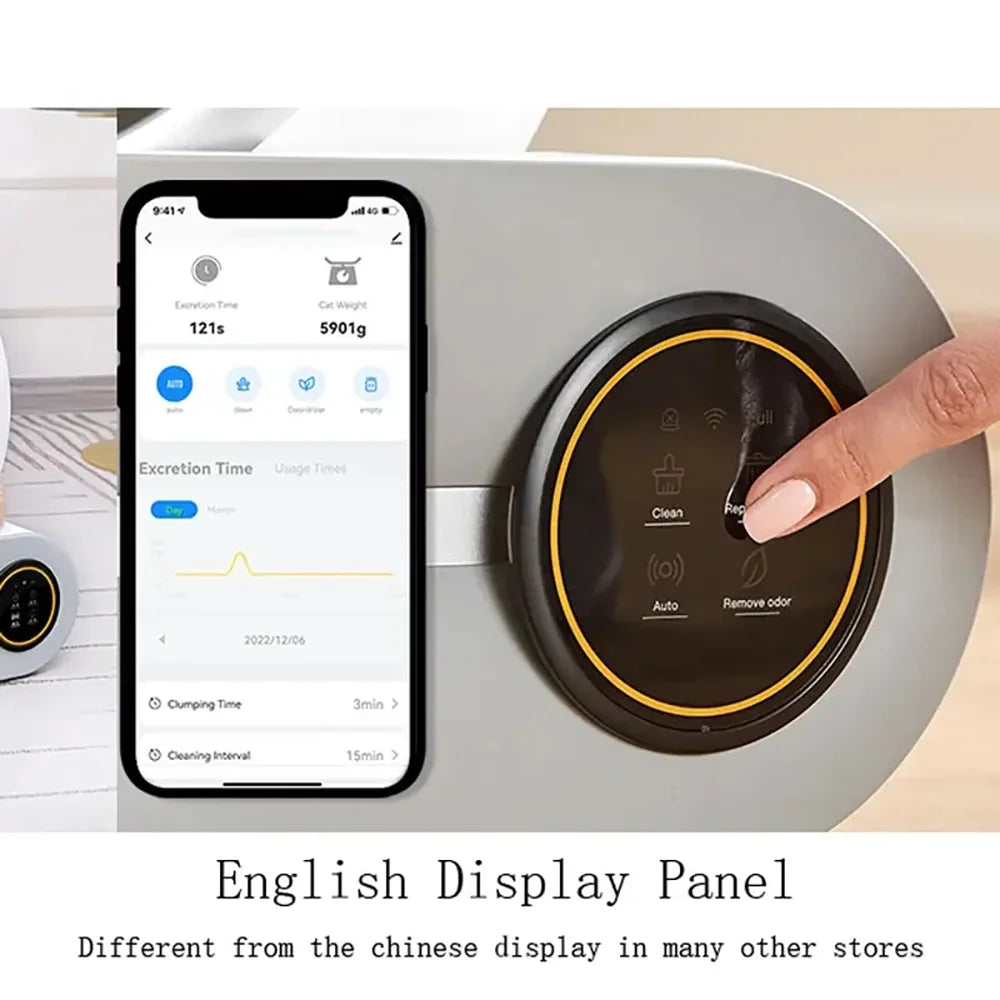 65L (17.2 gal) Automatic Self - Cleaning Enclosed Cat Litter Box Smart App - Controlled Low - Noise Pet Toilet - PhishStones Products