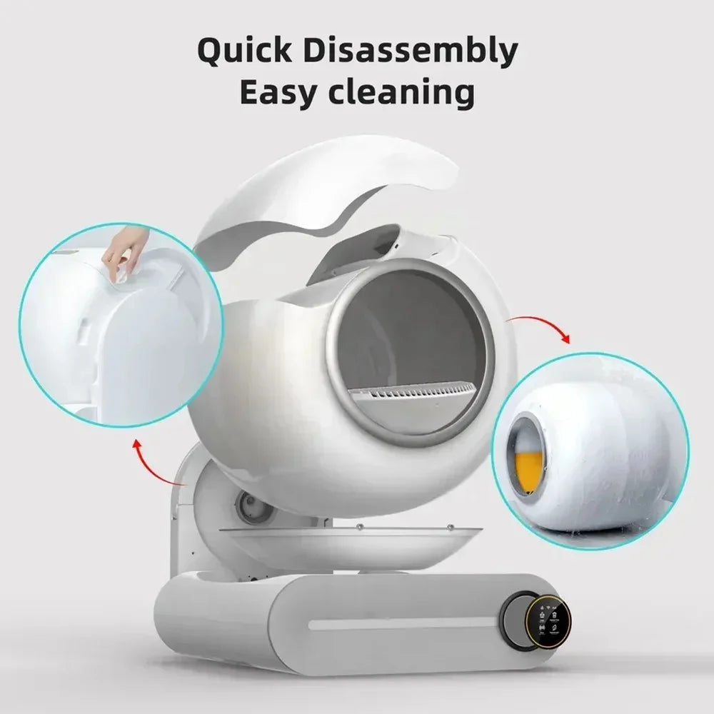 65L (17.2 gal) Automatic Self - Cleaning Enclosed Cat Litter Box Smart App - Controlled Low - Noise Pet Toilet - PhishStones Products