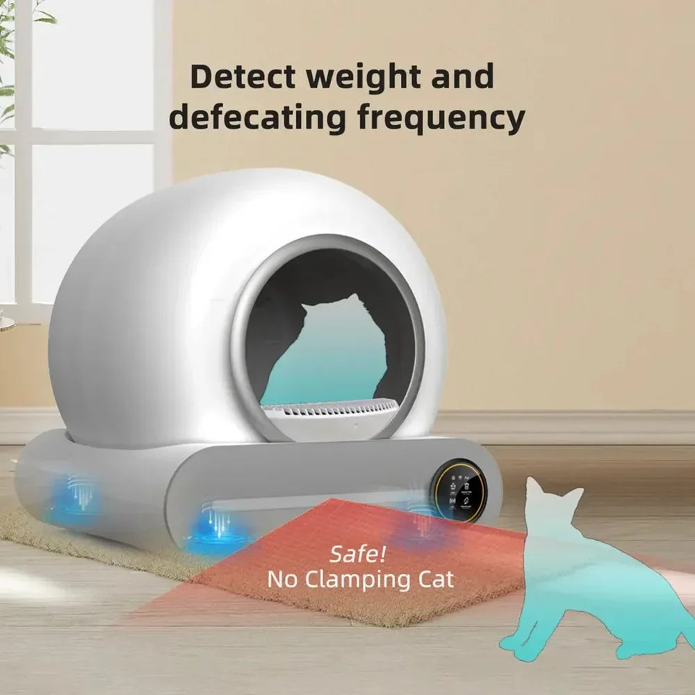 65L (17.2 gal) Automatic Self - Cleaning Enclosed Cat Litter Box Smart App - Controlled Low - Noise Pet Toilet - PhishStones Products